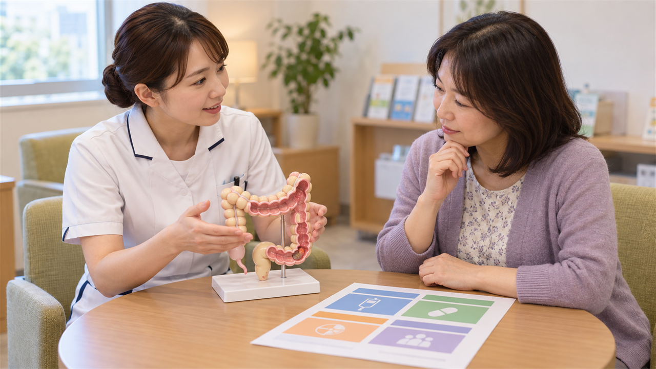 患者と医療者が治療の目的と生活の希望を相談する様子